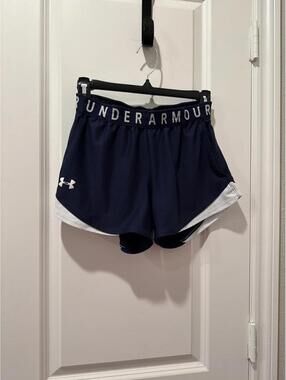 Under Armour Navy Blue Athletic Shorts with White Trim